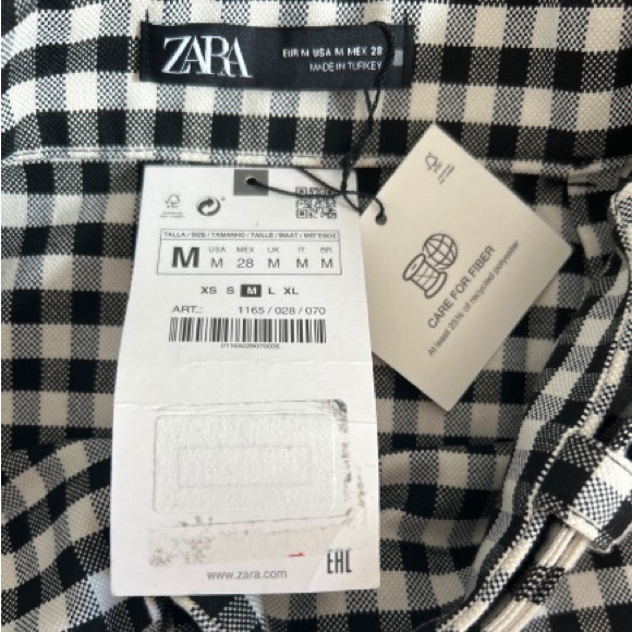 NWT ZARA GINGHAM FLARED SKIRT WITH BELT - Picture 6 of 6